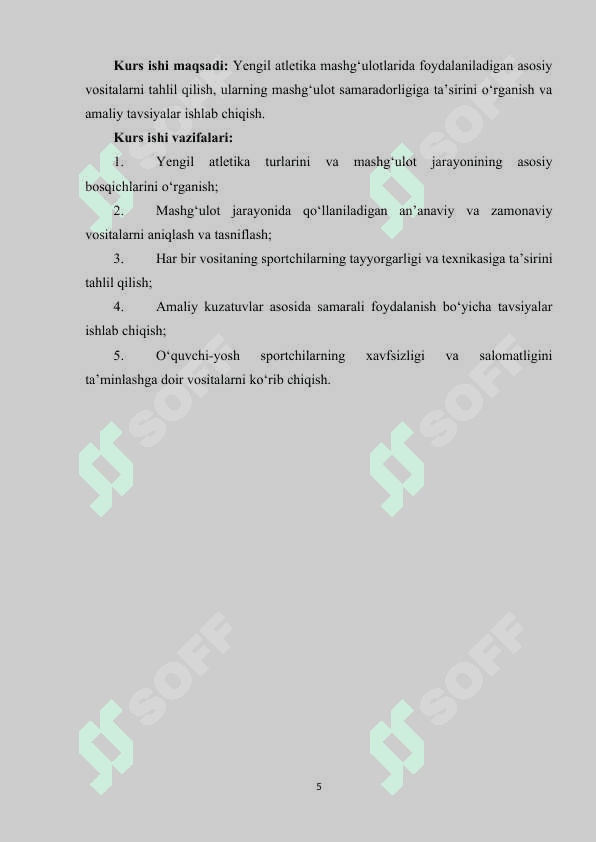 Yengil atletika mashg'ulotlarida foydalaniladigan asosiy vositalar. 5