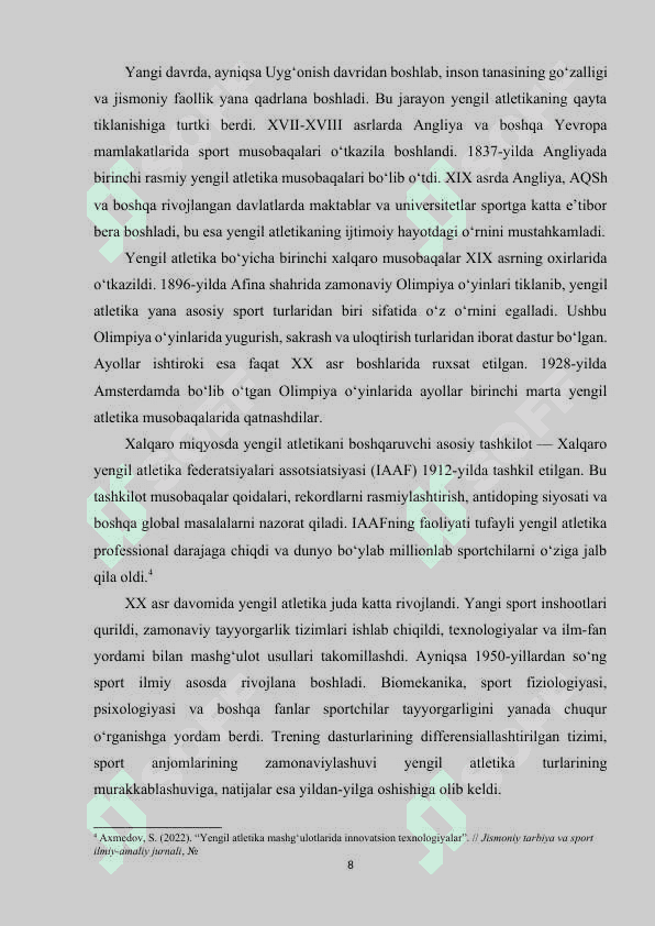 Yengil atletika mashg'ulotlarida foydalaniladigan asosiy vositalar. 8