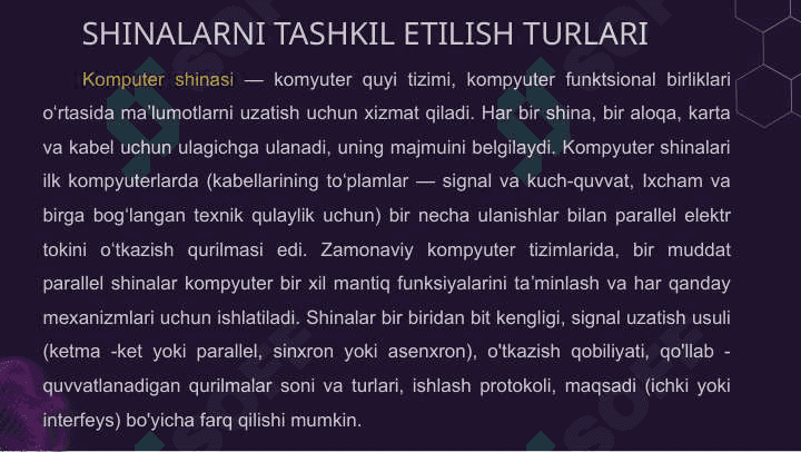TIZIM INTERFEYSLARI VA SHINALARNI TASHKIL ETILISH TURLARI 5