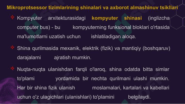 TIZIM INTERFEYSLARI VA SHINALARNI TASHKIL ETILISH TURLARI 6