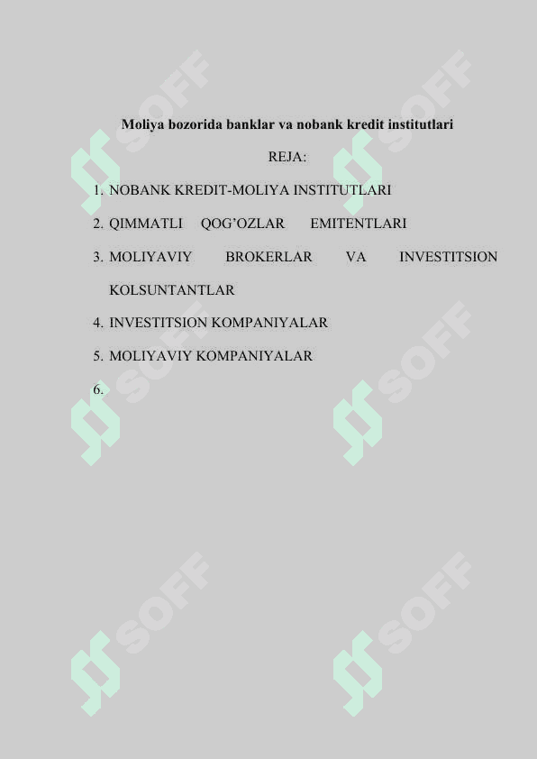 Moliya bozorida banklar va nobank kredit institutlari 2