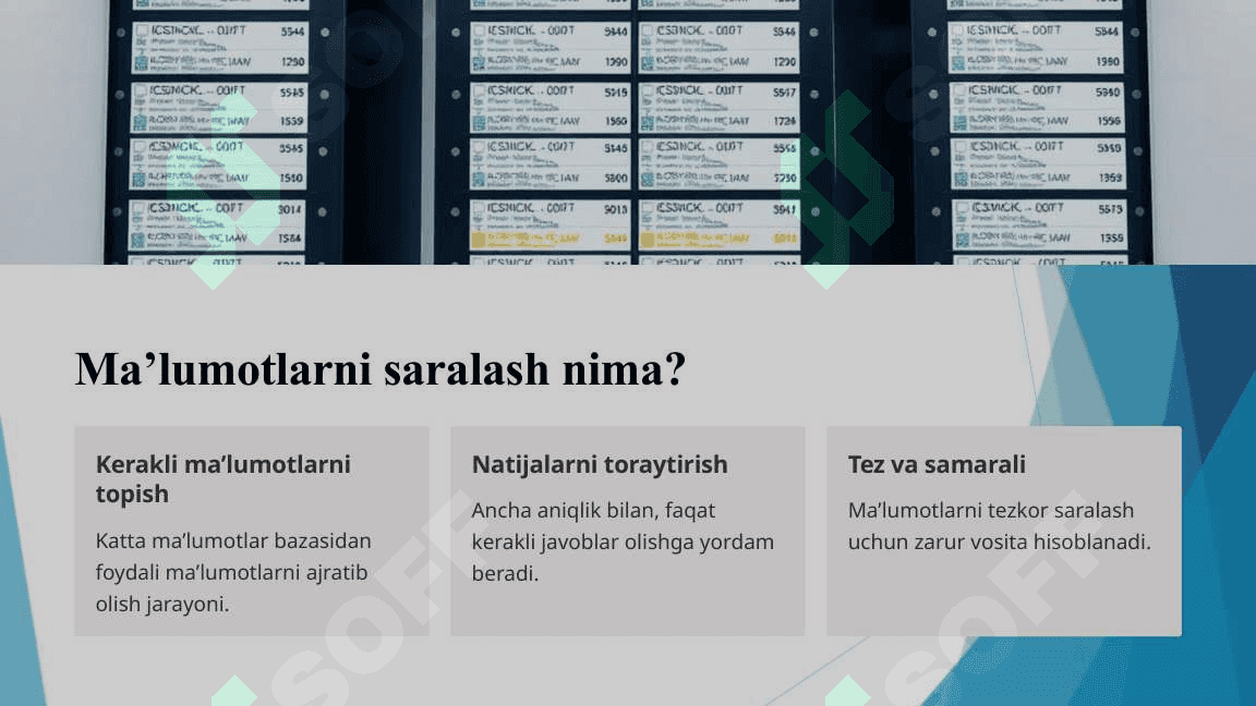 Ma’lumotlarni saralash. Where standart so‘zidan foydalanish 4