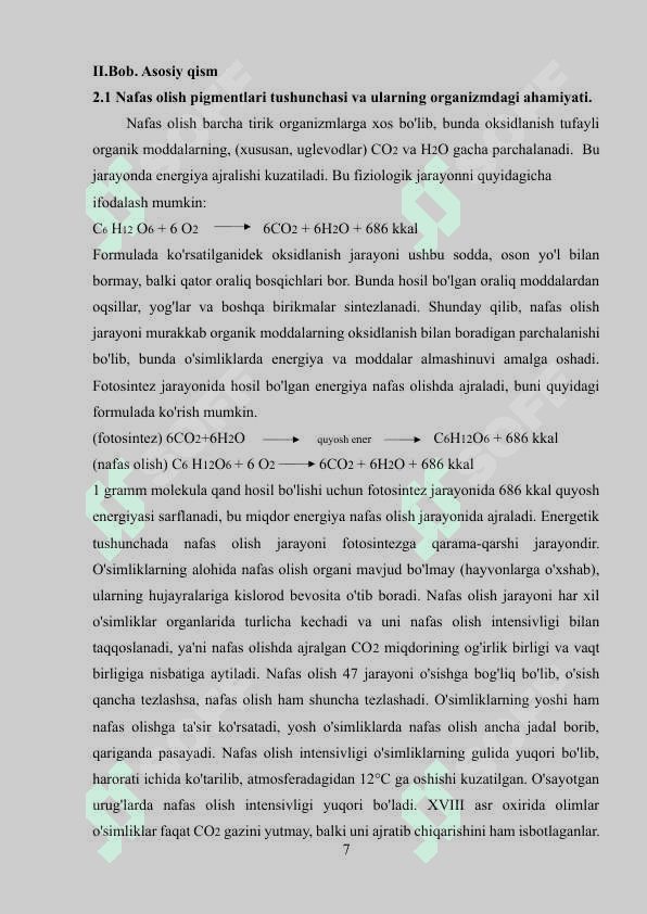 Mavzu: Nafas olish pigmentlari va ularni hossalari. 7