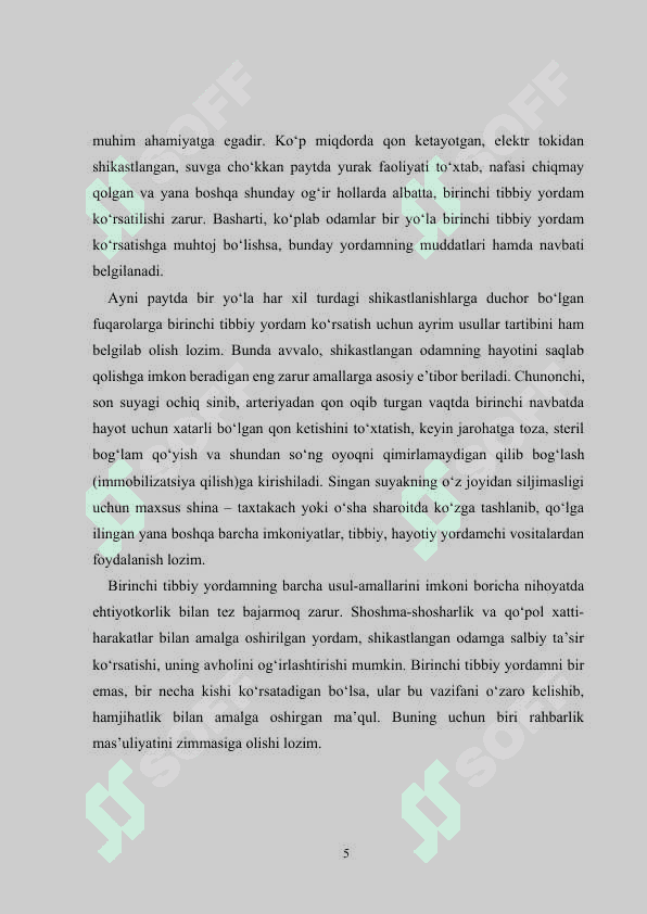 Jarohatlanganda va baxtsiz hodisalarda birinchi tibbiy yordam ko’rsatish qoidalari 5