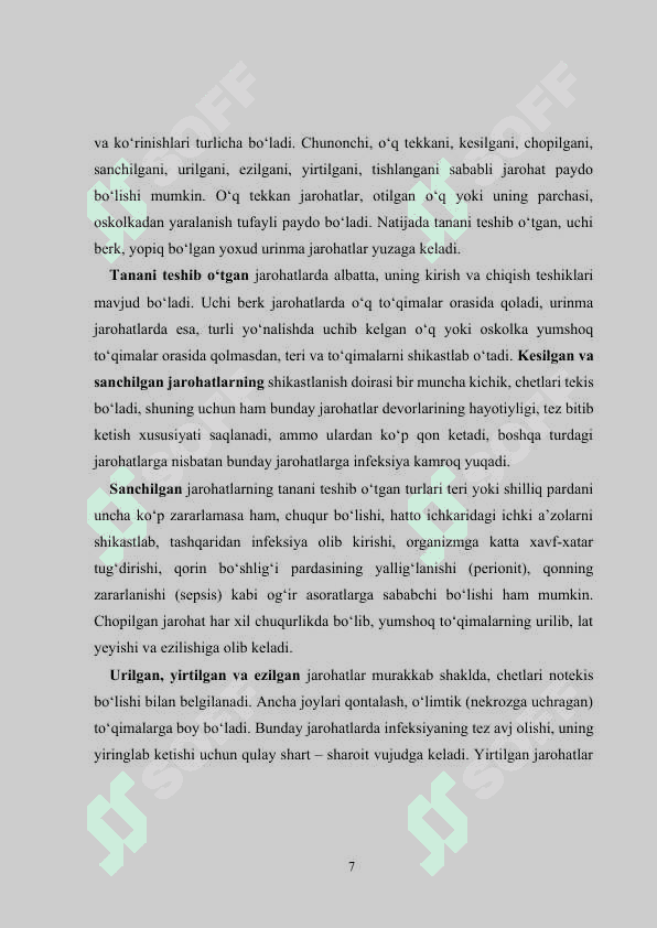 Jarohatlanganda va baxtsiz hodisalarda birinchi tibbiy yordam ko’rsatish qoidalari 7