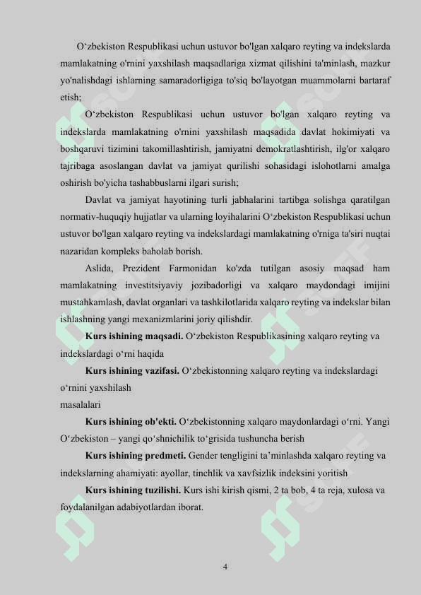 O’zbekiston respublikasining xalqaro reyting va indekslardagi o‘rni va nufuzining ortib borishi 4