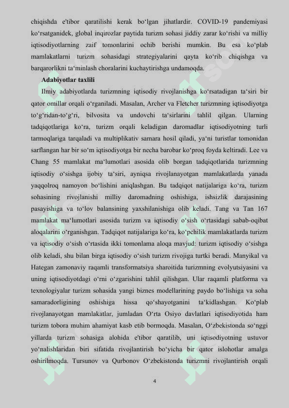Turizmning iqtisodiyotdagi o‘rni. 4