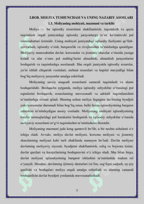 Moliyaning ahamiyati va vazifalari 5