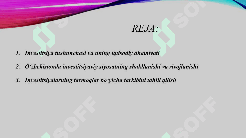 O'zbekistonga kiritilayotgan investitsiyalarning tarmoqlar va hududiy tarkibini tahlil qilish 2