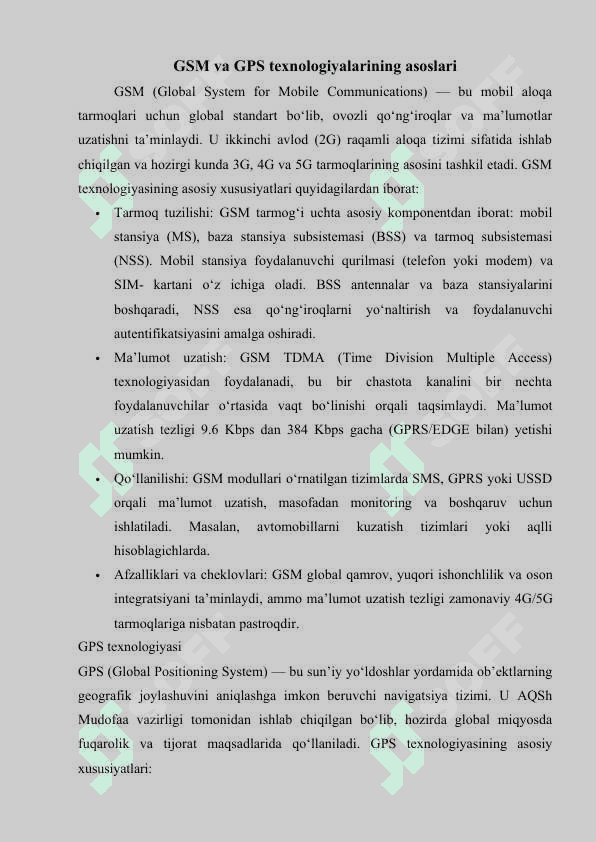 O‘rnatilgan tizimlarda GSM va GPS modullari 4