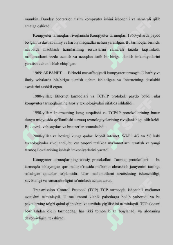 KOMPYUTER TARMOQLARINING RIVOJLANISHI. KOMPYUTER TARMOQLARINING ASOSIY PROTOKOLLARI. TARMOQ ILOVA VA TEXNOLOGIYALARINING UMUMIY TUSHUNCHALARI. 7