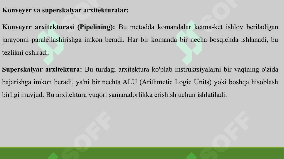 SIGNAL PROTSESSORLARI TURLARI. KONVEYER VA SUPERSKALYAR ARXETEKTURALAR. SHARC SIGNAL PROTSESSORLARI VA ISHLASH PRINSIPLARI. VEYVLET-BAZIS. 4