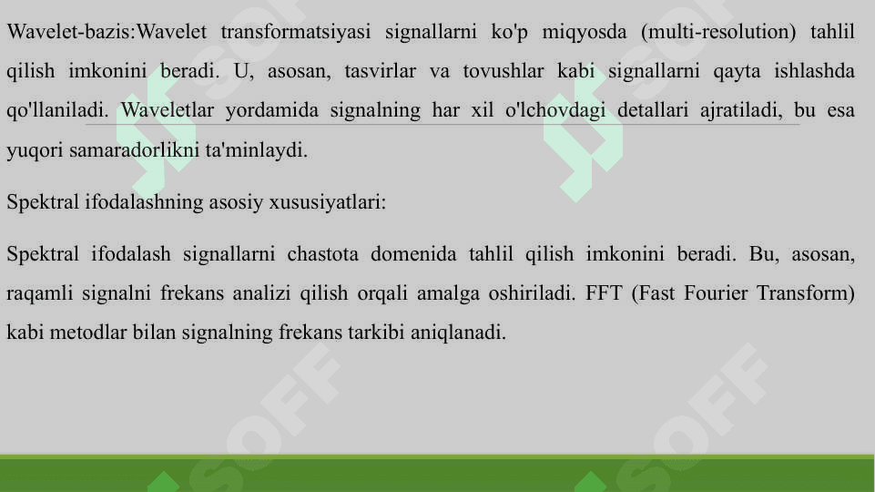 SIGNAL PROTSESSORLARI TURLARI. KONVEYER VA SUPERSKALYAR ARXETEKTURALAR. SHARC SIGNAL PROTSESSORLARI VA ISHLASH PRINSIPLARI. VEYVLET-BAZIS. 6