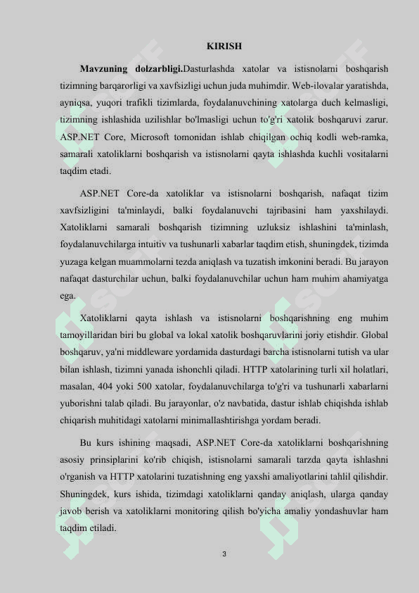 ASP.NET CORE DA ISTISNO BILAN ISHLASH VA HTTP XATOLARNI QAYTA ISHLASH. 3
