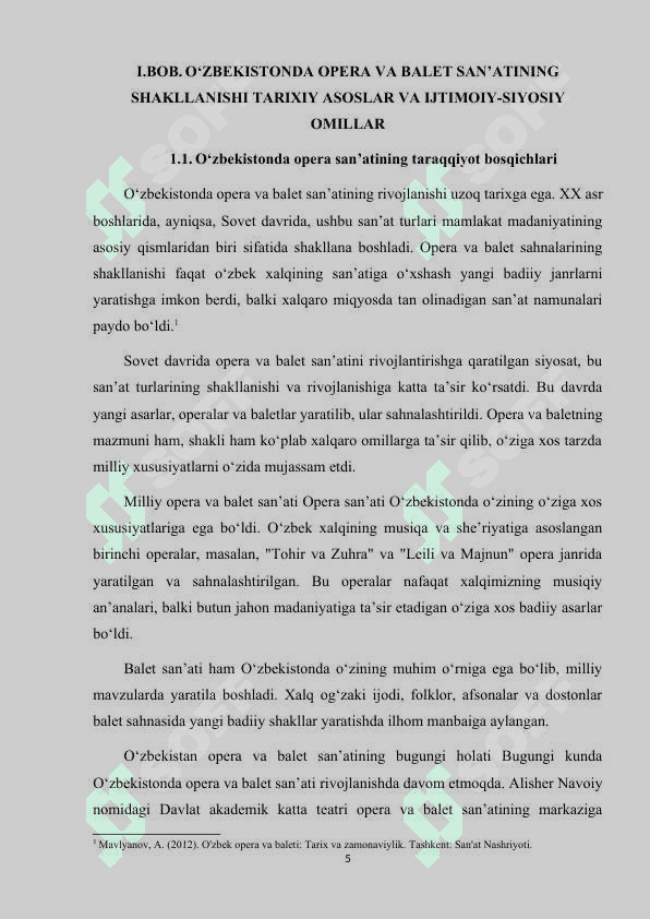 O'ZBEKISTONDA OPERA VA BALET SAN'ATINING RIVOJLANISHI VA RAVNAQ TOPISHI 5