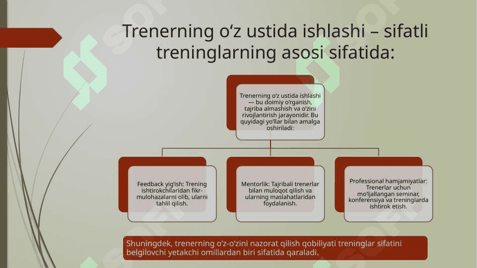 TRENINGNI OʻTKAZISHDA TRENERNING OʻZ-OʻZINI NAZORAT QILISHI 5