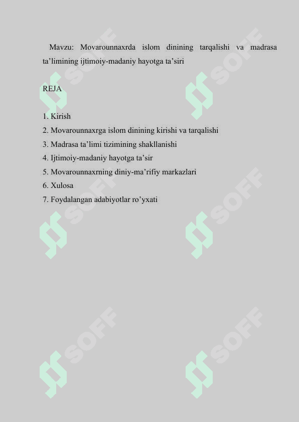 Movarounnaxrda islom dinining tarqalishi va madrasa ta’limining ijtimoiy-madaniy hayotga ta’siri 2