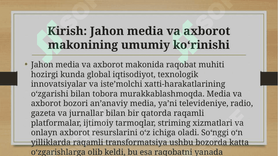 Jahon media va axborot makonida raqobat muhiti 3
