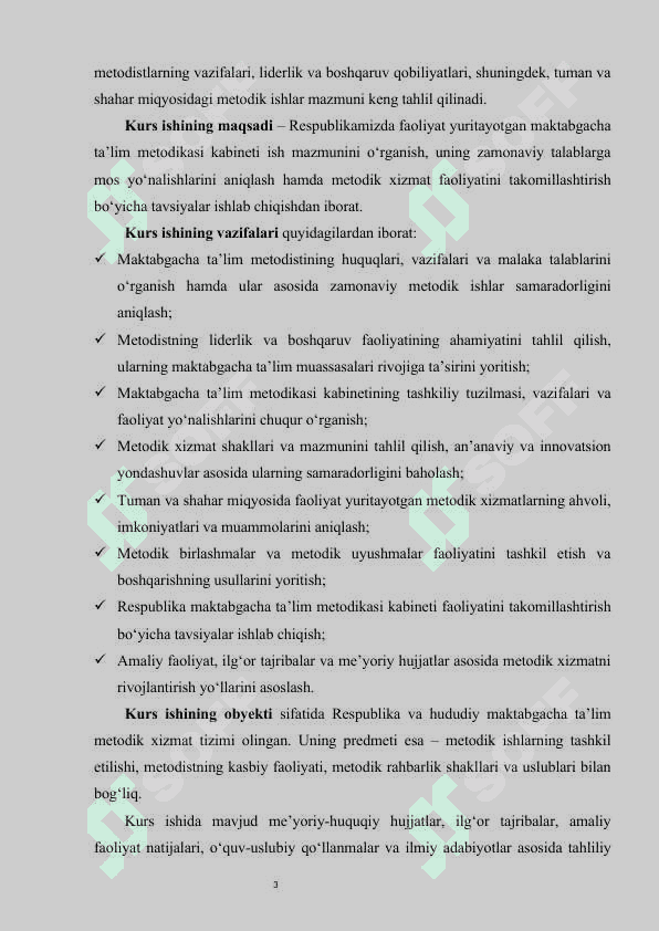 Respublika maktabgacha ta'lim metodikasi kabineti ish mazmuni 3
