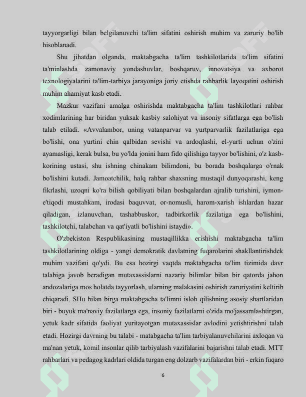 Maktabgacha ta’lim jarayonini tashkil etishda tarbiyachi-pedagogning innovatsion faoliyati 6
