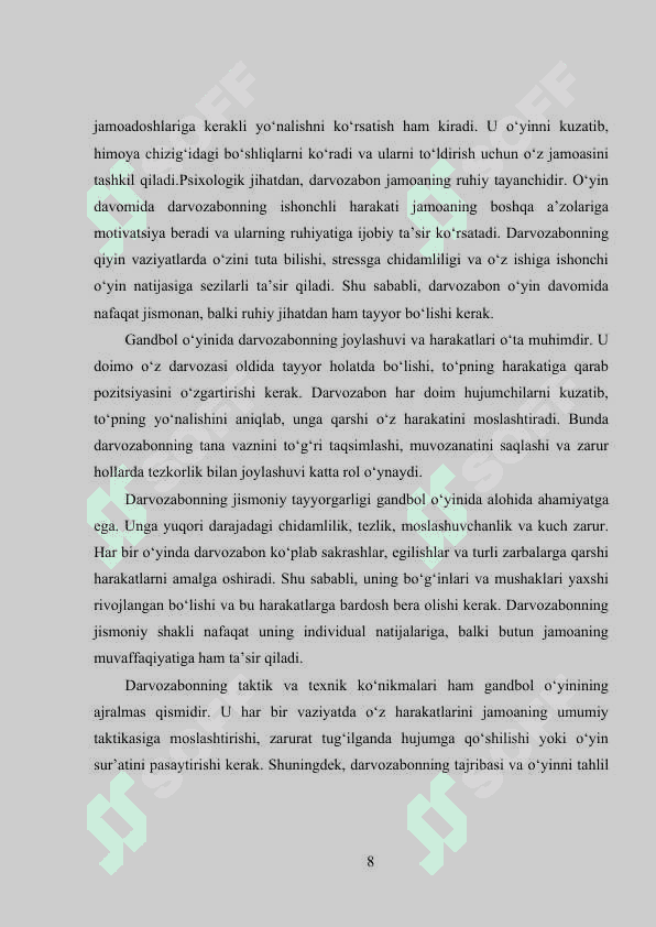 Gandbolda darvozabon o’yin texnikasi 8