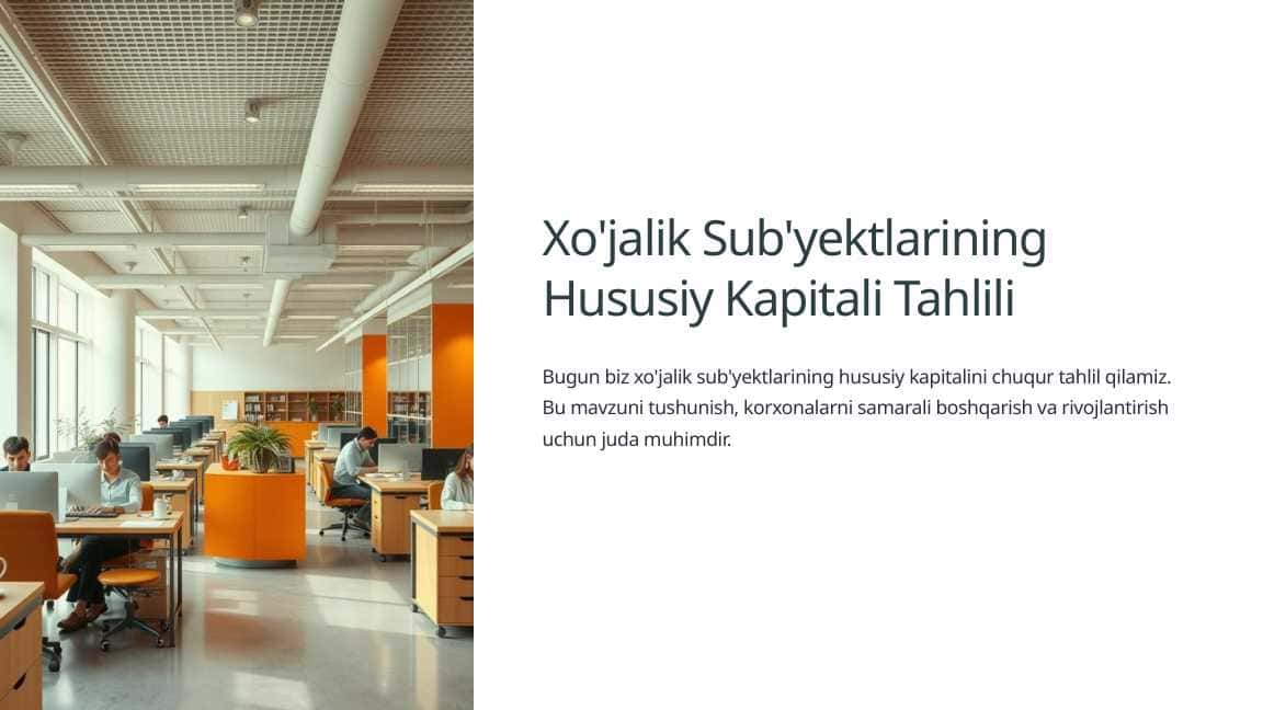 Xo'jalik Sub'yektlarining Hususiy Kapitali Tahlili