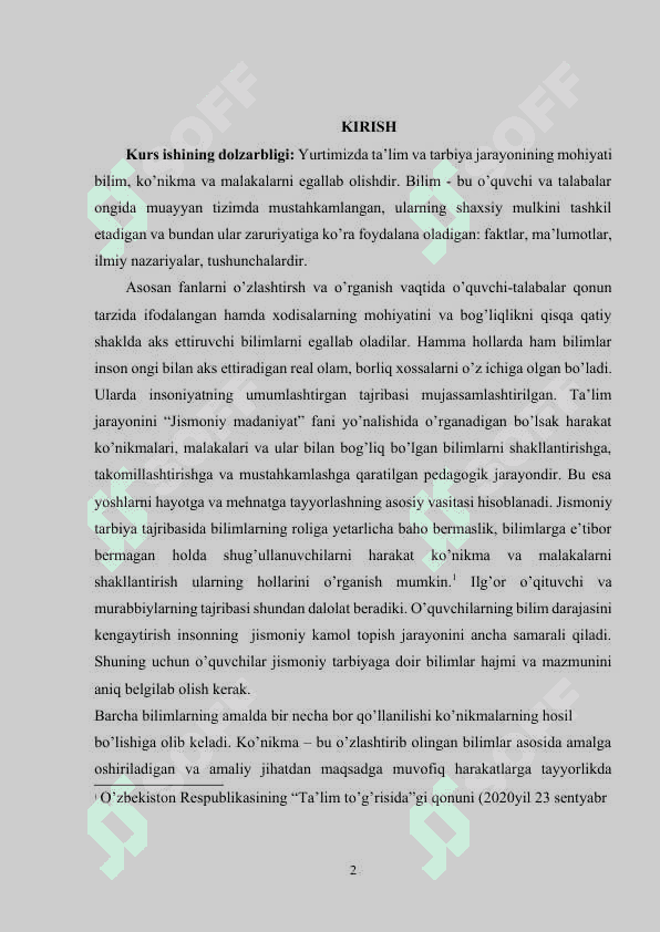 Harakat ko'nikma va malakalarning shakillanishi 2