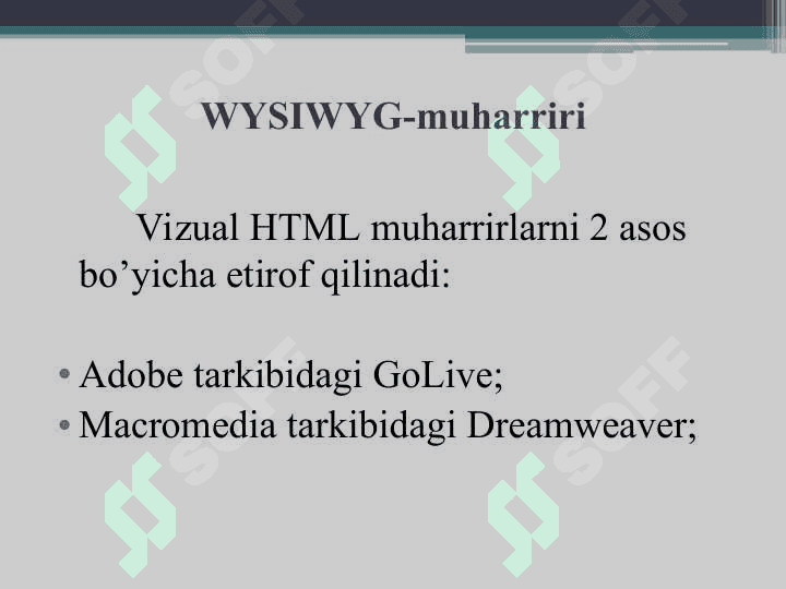 Statik veb sahifalar ishlab chiqish.HTML tili. 4