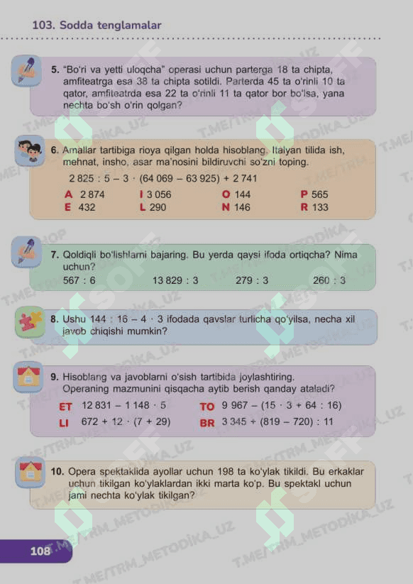 Matematika 3 sinf 1- nazorat ishi  1-variant 2