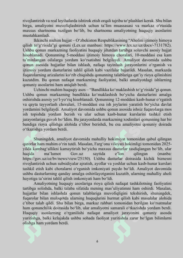 Kambagʻallikni qisqartirish va bandlikka koʻmaklashish markazi Amaliyot hisoboti 7
