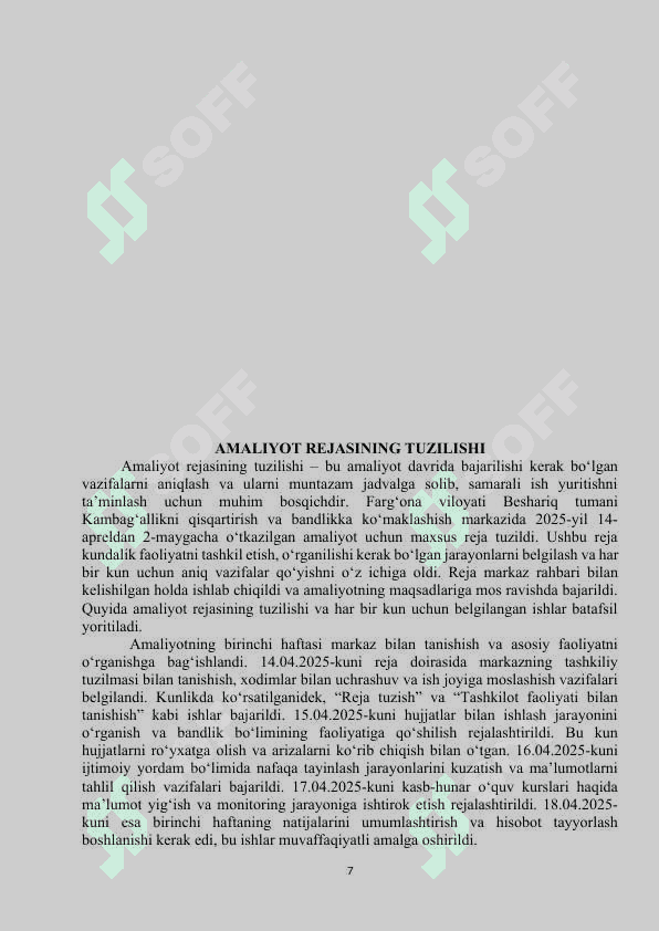 Kambagʻallikni qisqartirish va bandlikka koʻmaklashish markazi Amaliyot hisoboti 8