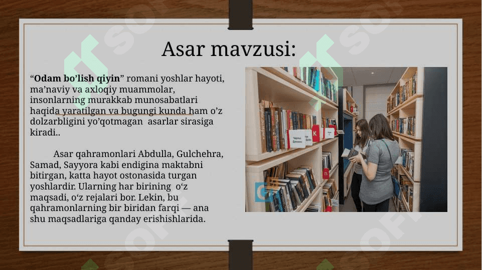 O’lmas Umarbekovning “Odam bo’lish qiyin” asari 5