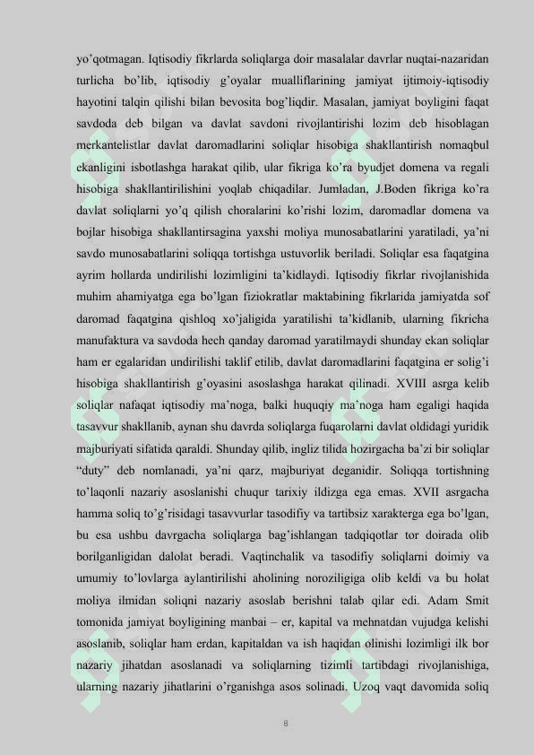 O‘ZBEKISTON RESPUBLIKASIDA SOLIQ  SIYOSATINI TAKOMILLASHTIRISH 8