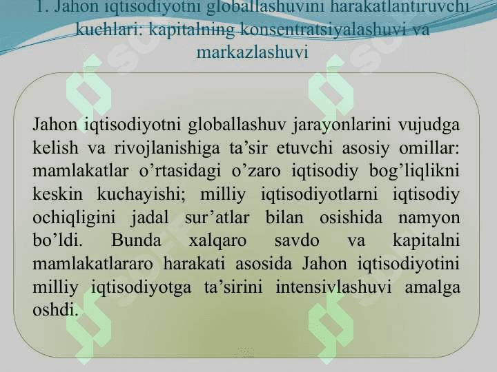 Jahon iqtisodiyotni globallashuvining harakatlantiruvchi kuchlari, belgilari va shakllari 3
