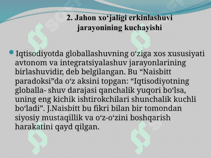 Jahon iqtisodiyotni globallashuvining harakatlantiruvchi kuchlari, belgilari va shakllari 7