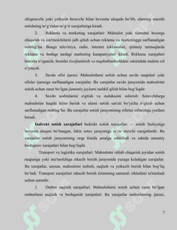 SOTISH XARAJATLARI HISOBI 7