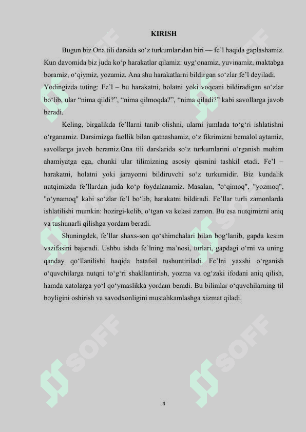 Fe'l so'z turkumi MIKRODARS (dars ishlanmasi) 4