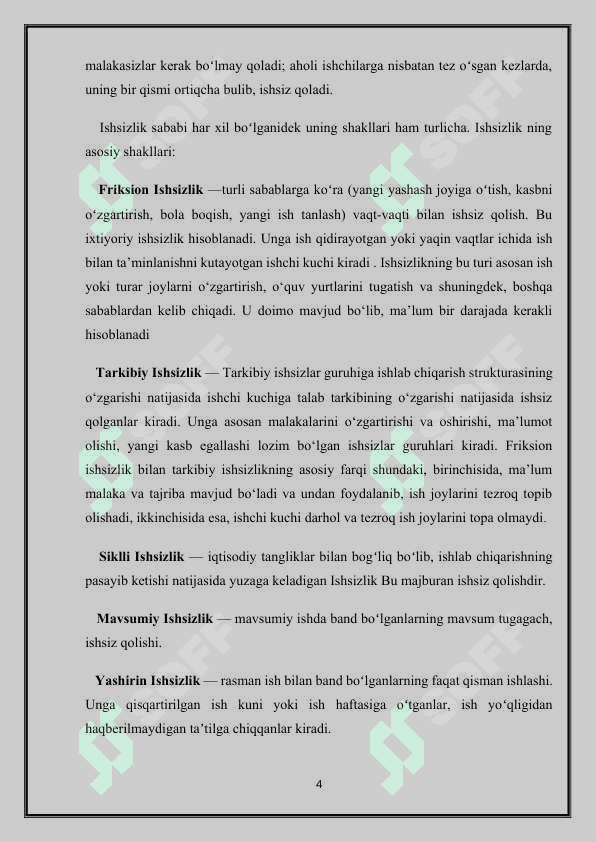 ishsizlik tushunchasi va ishsizlik darajasi 4