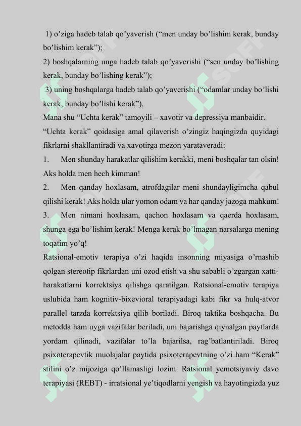 Ratsional-emotiv terapiya. Treningni maksadlari va ratsional-emotiv terapiyaning anʼanalari. 8