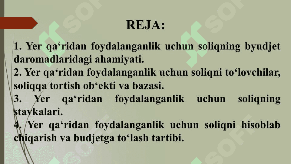 YER QA’RIDAN FOYDALANGANLIK  UCHUN SOLIQ 2