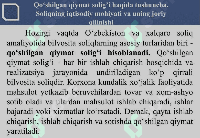 QO‘SHILGAN QIYMAT SOLIG‘I 3