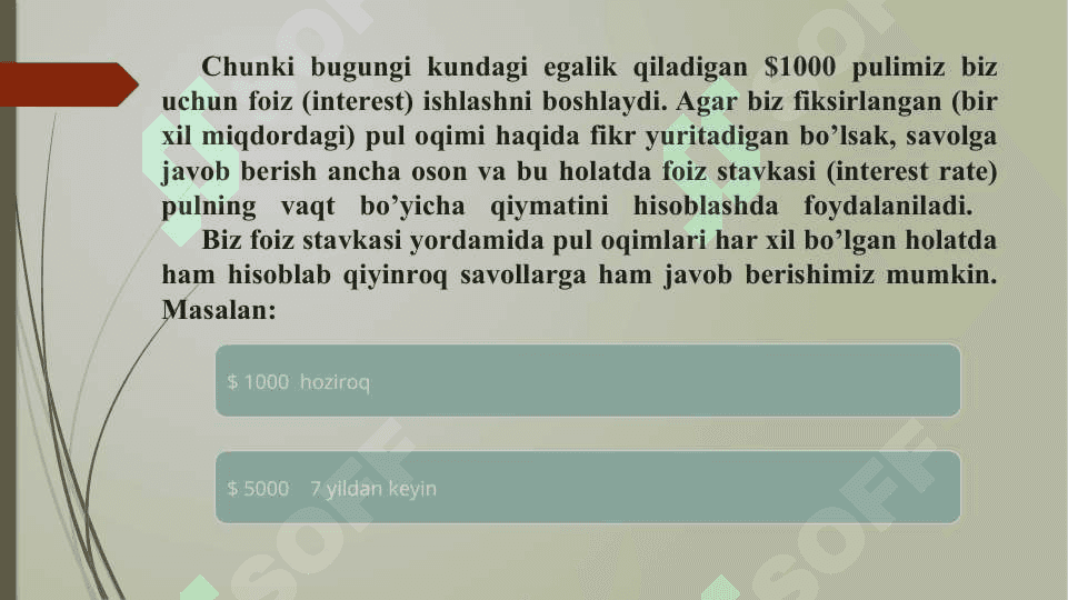 Pulning vaqt bo‘yicha qiymati 4