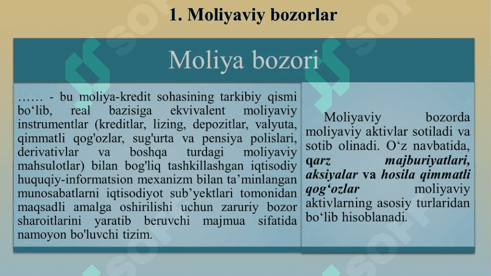 Moliya bozorlari va foiz stavkalari 6