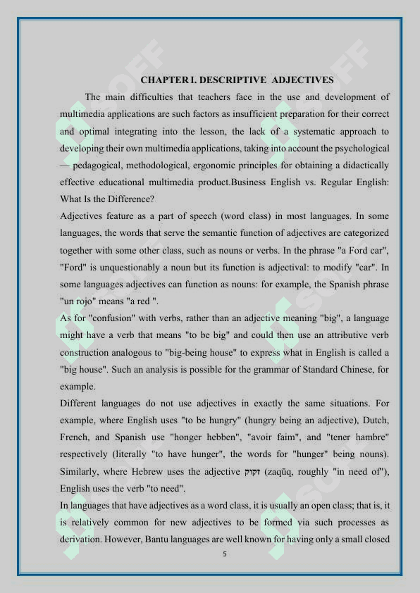 Adjective as a part of speech (kurs ishi, course work) 5