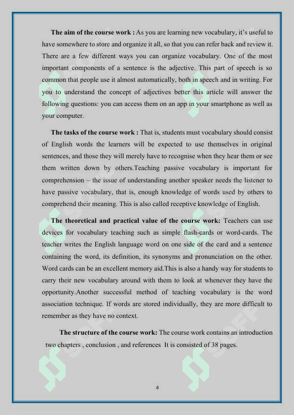 The adverb (kurs ishi) course work, creative work 4
