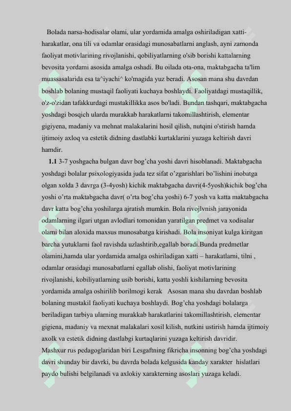 Bolaning psixik o`sishda o`yinning ahamiyati 7