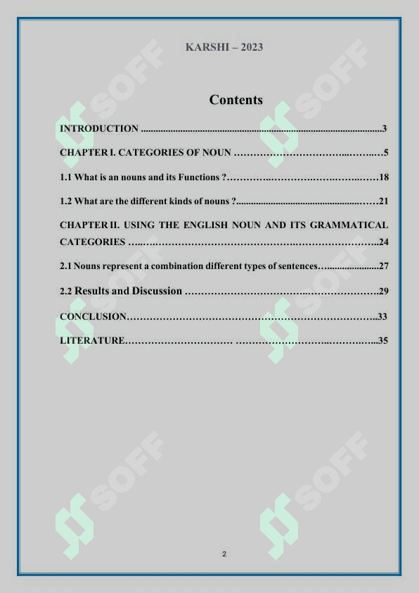 the catiegories of noun (creative work) kurs ishi 2