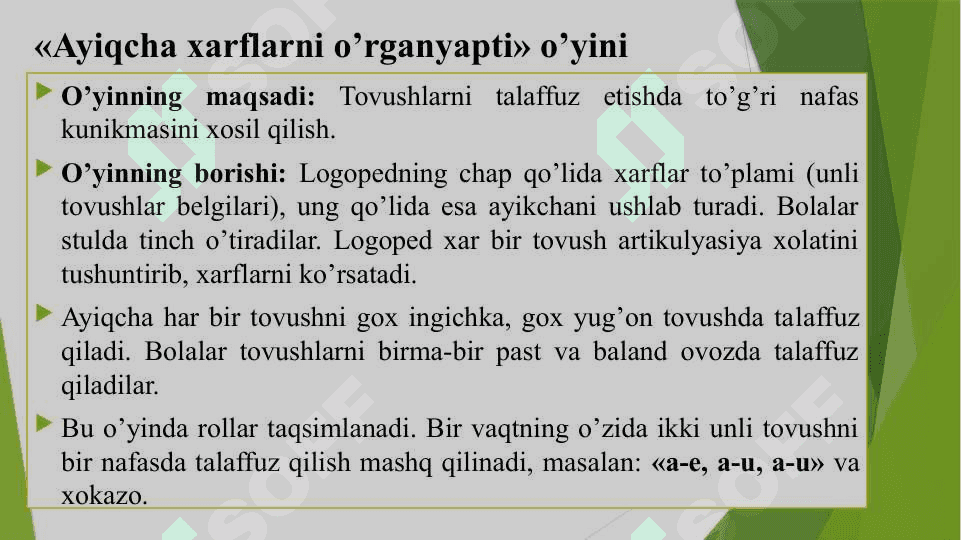 To‘g ‘ri nafasni rivojlantirishga qaratilgan o‘yinlar. 6