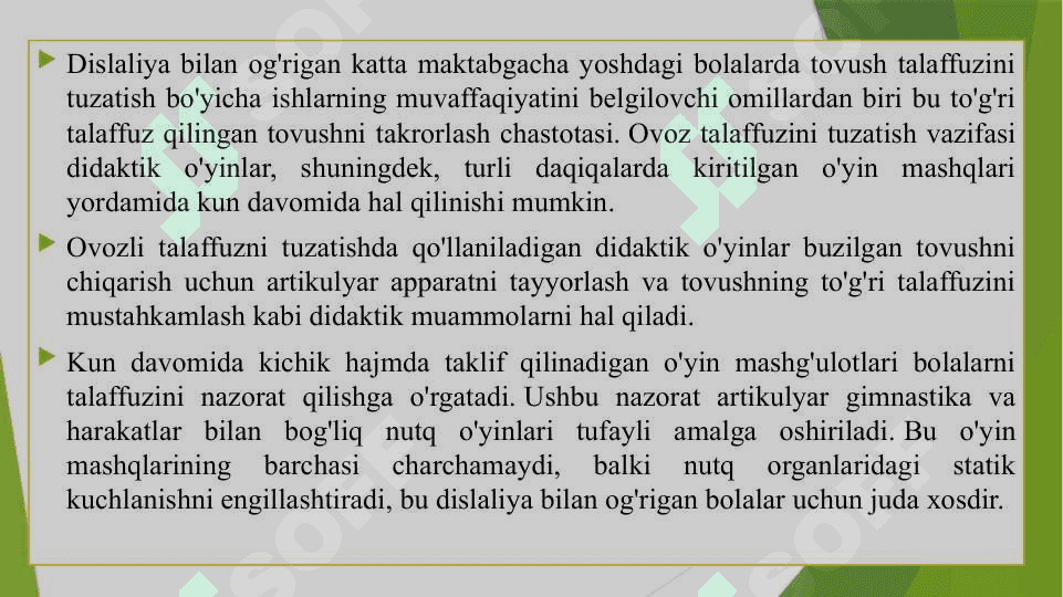 Tovushlar  talaffuzini  shakllantirishga  qaratilgan  o‘yinlar. 7