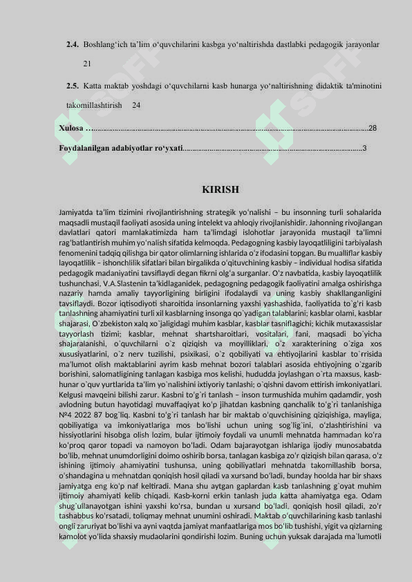 Kurs ishi IJTIMOIY PEDAGOGNING ‘QUVCHILARNI KASB TANLASHGA YUNALTIRISHGA OID VAZIFALARI 2